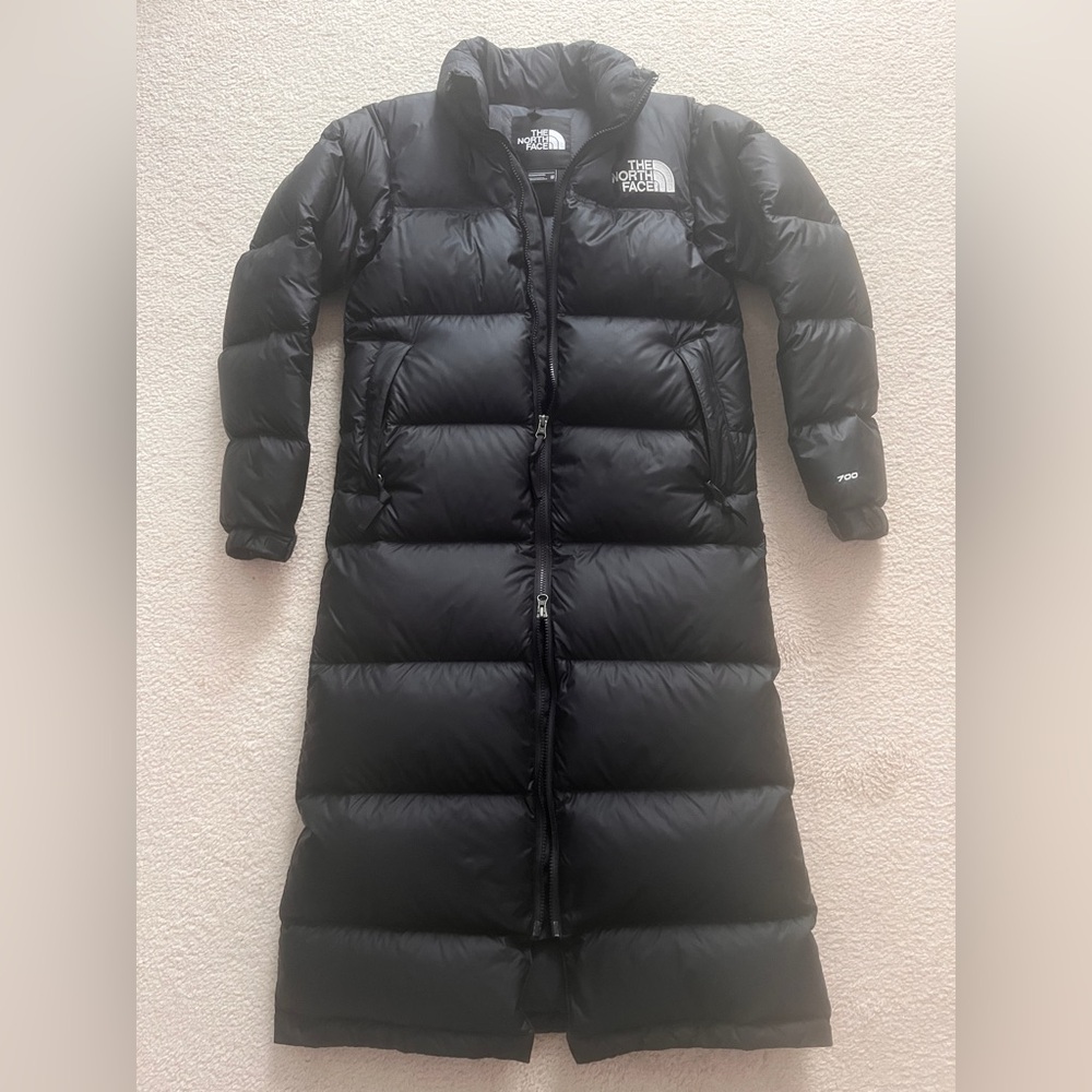 The North Face Black XS Nuptse long parka 700-fill-power-down